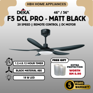 【BEST SELLER🔥】Deka Ceiling Fan F5 DCL PRO LED Light Remote Control 5 Blade DC Motor 24 Speed Timer Function Low Noise Strong Wind Silent Energy Saving Modern Design Malaysia Warranty Ready Stock MY