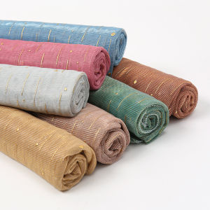 Jifang Shiny Gold Line Breathable Mesh Hijab Shawl Pashmina Headscarf WJ710