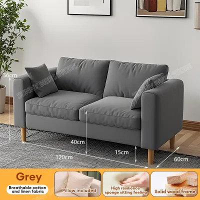 SUNNY Solid Wood Sofa Simple Nordic Sofa Wooden Sofa Chair Nordic Style Simple Modern Sofa Bed Living Room Furniture