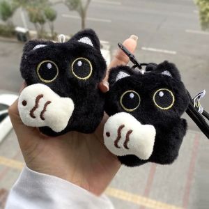 TWCEJE168 Good Luck Black Cat Lanyard Ornaments Cute Plush Cat Keychain Funny Ker Ring Bag Hanging Bag Key Decor