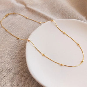 good 999 18K gold titanium steel Korean fashion design round bead short style necklace N8053