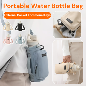 Portable Waterproof Water Bottle Bag Adjustable Shoulder Strap Waterproof Durable With Pocket