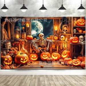 Horror atmosphere Halloween backdrop banner skull Day of the Dead party decoration flag