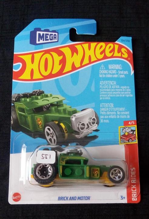 Hot Wheels Brick & Motor 1:64 Die-Cast Car - Green, Long Card (4/5)