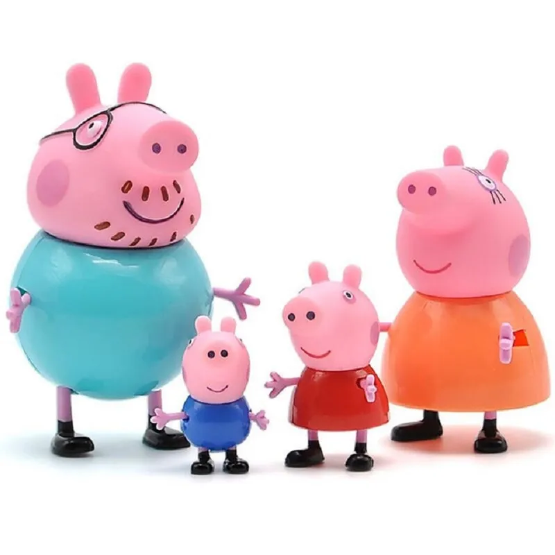 4pcs Peppa pig George guinea pig Family Pack Dad Mom Action Figure