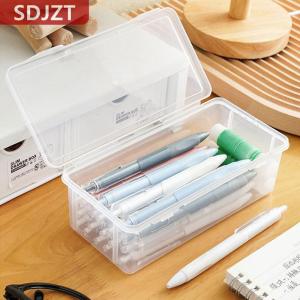 [COD] SDJZT กล่องดินสอพลาสติกใสโปร่งแสงวางซ้อนกันได้ความจุขนาดใหญ่1ชิ้นกล่องจัดระเบียบอุปกรณ์สำนักงาน
