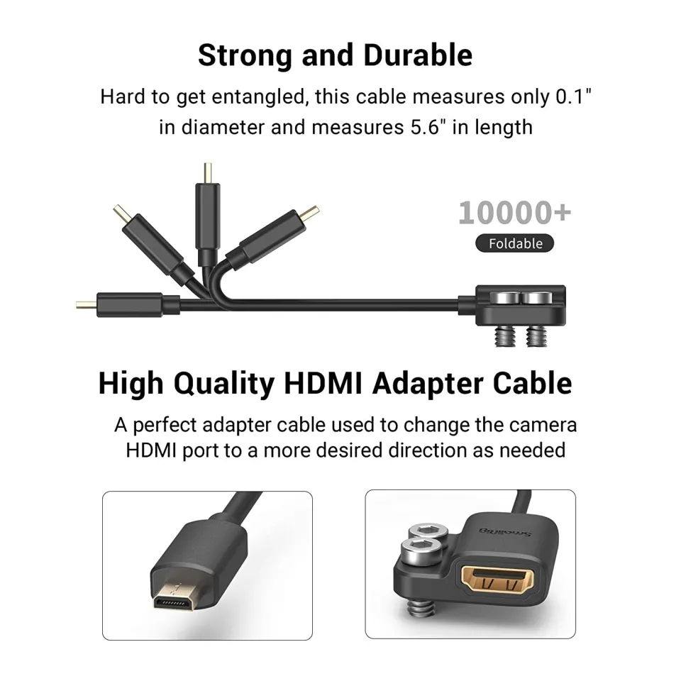 SmallRig Ultra-Slim 4K HDMI Adapter Cable Micro HDMI Cable to HDMI