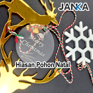 JANKA Hiasan Bola Merry Christmas Pohon Natal Akrilik Aksesoris Gantungan Ornamen Dekorasi Acrylic Christmas Tree Christmas Gift