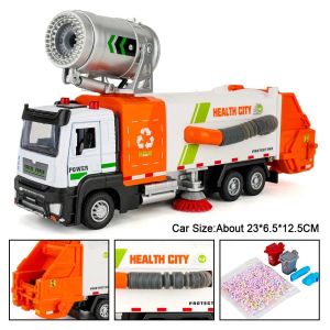 2026 1:32 Vacuum Sweeper Vehicle Urban Anti Haze Truck Alloy Diecast Models Toys Car Rubber Tires Pull Back Vehices Gifts for Friends