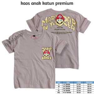 t-shirt Kaos Mario Bross Anak Laki Laki Perempuan Cotton 30s 1-10 Tahun