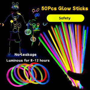50pcs Glow Sticks Christmas Party Fluorescence Light Glow in The Dark Bracelet for Kids Toy