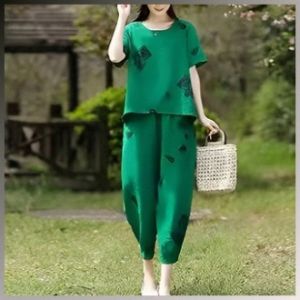 Womens Suit Unique Prints Elasticized Design Sports Suit Summer Comfortable to Wear Accessories Necklace