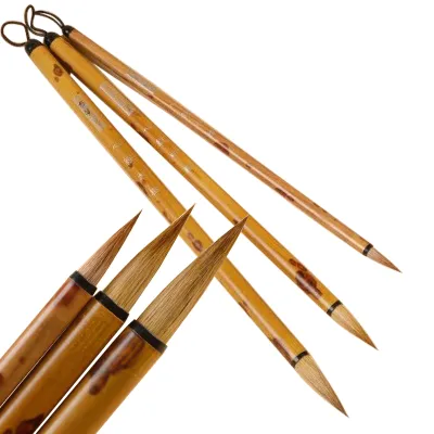 湘妃竹狼毫小楷毛笔抄经写卷湖笔勾线笔国画毛笔 Wolf Hair Xiaokai Brush for Copying Scriptures Writing ScrollLine Drawing Brush，Chinese Painting Brush