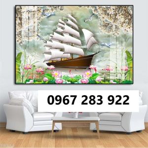 Tranh gạch 3d cảnh thuyền buồm