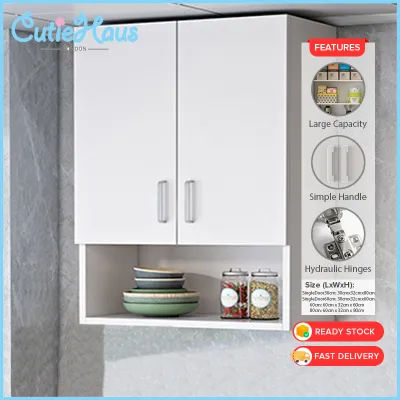 Cutiehaus Kitchen Multilayer Wood Wall Cabinet Mounted Household Space Saving Storage Cabinets With Doors Kabinet Simpanan Penjimatan Ruang