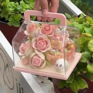 Portable Building Blocks Rose Bouquet Gift  Creative Ornament DIY Toys Gift for Kids