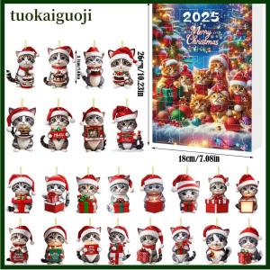 tuokaiguoji Kitten Advent Lịch 2025 2D Acrylic Mèo Mặt Dây Chuyền Cây Giáng Sinh Trang Trí Nội Thất 24 Ngày Giáng Sinh Đếm Ngược Lịch Quà Tặng Cho Những Người Yêu Mèo