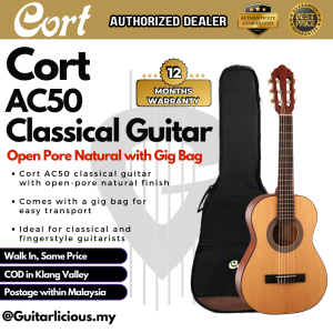 Cort AC50 34 inch Classical Guitar with Gig Bag - Open Pore Natural (AC 50/AC-50)
