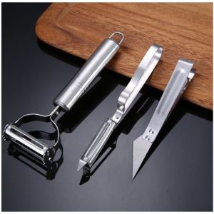 Alat Pengupas Wortel Bawang Sayur Buah Bahan Stainless Steel Premium 3set