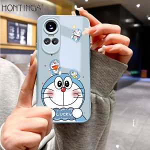 Hontinga เคสเคสกระจกนิรภัยสำหรับ OPPO Reno 10 Pro 5F 4F 2F 2Z Reno 5 3 4 6 6z 7z 8T 8Z 7 Pro 5G 4G เคสการ์ตูนโดราเอมอนน่ารักเคสโทรศัพท์ด้านหลังเคสแข็งเคสโทรศัพท์