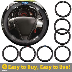 【Fast Shipping】 Carbon Fiber Leather 3D Relief Car Steering Wheel Cover 38cm for Proton/lriz/saga/perodua Logo-SW-Cover