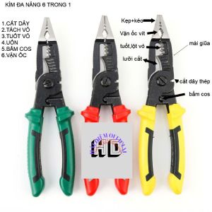 Kìm kiềm đa năng chất thép CRV thợ điện chuyên nghiệp cắt dây điện tách  tước vỏ dây điệnbấm cos uốn congvặn bu lông ốc víttích hợp nhiều chức năng