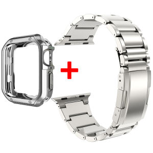 Watch Case + Titanium Strap compatible with Apple Watch Series 8 7 41mm 45mm Band Quick folding buckle bracelet belt Strap compatible with apple watch 8 Watchband Bracelet
