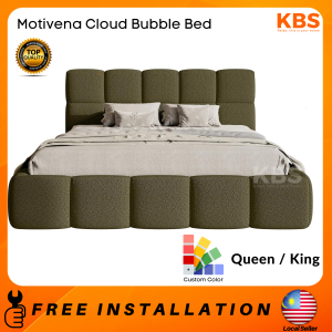(FREE Installation+Shipping) KBS Motivena Cloud Bubble Bed / Full Solid Base / Puff Marshmallow Tufted Panel Bed / Queen or King Saiz