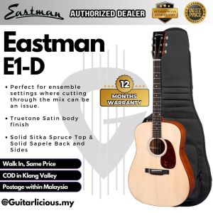 Eastman E1-D Dreadnought Solid Sitka Spruce Top & Solid Sapele Back and Sides - Natural ( E1D-NAT / E1-D-NAT / E1D )