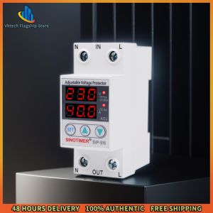 Vktech Voltage Surge Protector Relay SVP-916 with Adjustable Settings for Home Electrical System Overvoltage Protection