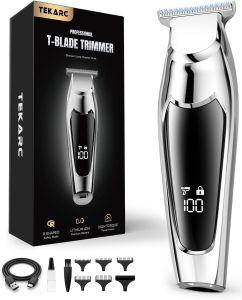 Hair & Beard Trimmer for Men Wide T Blade Liners Clippers Black Even Cutting & Precision Edging Mustache Hairline Sideburns Neckline Stainless Steel Blade 7200 RPM USB-C Rechargeable
