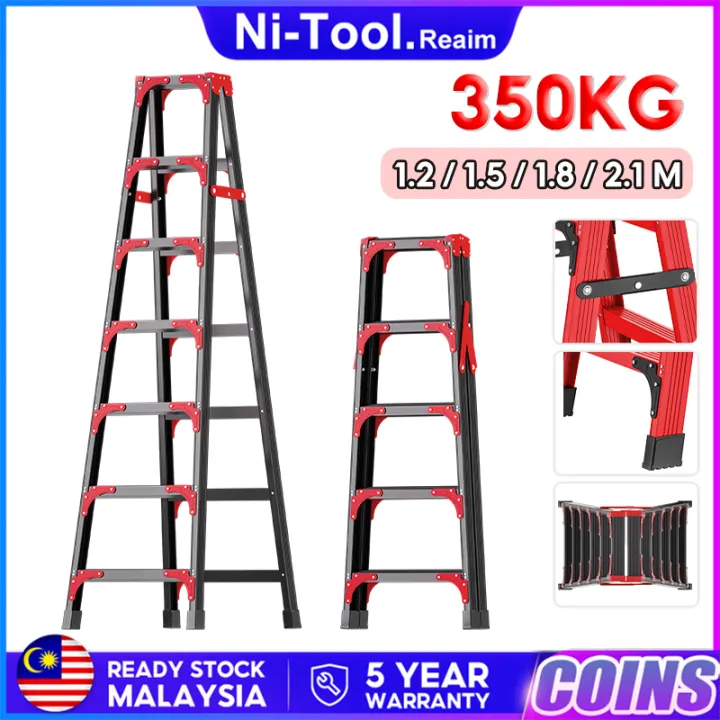 1.2M-2.1M%20Ladder%20Heavy%20Duty%20Tangga%20Lipat%20Folding%20Extendable%20Double%20Sided%20Ladder%20%E5%8F%8C%E9%9D%A2%E6%A5%BC%E6%A2%AF%20-%20Image%202