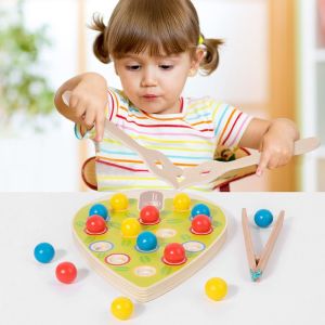 LOVWK Matching Game Educational Clipping Beads Game Hand-eye Coordination Early Educational Clamp Beads Puzzle Toy Preschool Learning Intellectual Montessori Absorption Training Kids