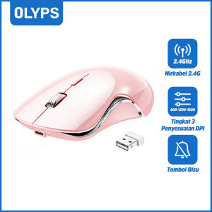 【OLYPS】Mouse Wireless 2.4Ghz Silent Click Portable Optical 1600DPI Type C Fast Charge untuk PC Laptop