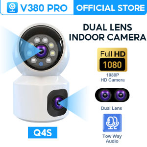 V380 PRO CCTV Camera Wireless WiFi Dual Lens 1080P Indoor Home Security IP Camera Pan Tilt Smart Night Vision Motion Detection Two Way Audio Sound Light Alarm Safe Storage Support V380 App