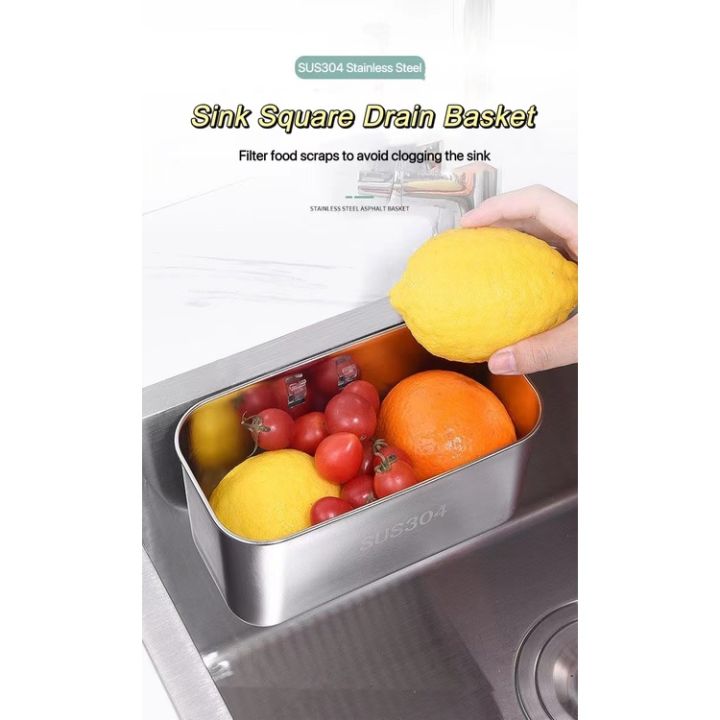 🇲🇾🐸 SUS304 Sink Drainage Basket Stainless Steel Kitchen Dish Washing ...