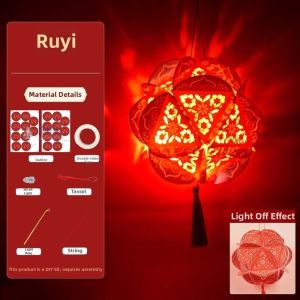 okdeals01 lantern chinese灯笼 traditional 中秋节灯笼 Hollow Out Design Hydrangea Paper Lantern Paper Craft Kit LED Glowing Light DIY Festival Craft Kit Lantern Glowing Toy For Kids Traditional Glowing Flower Lamp Kindergarten Craft Class