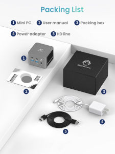 GenMachine MINI PC AMD Ryzen 3 5425U Max 4.1GHz LPDDR4X 8G Windows 11 Pro 15W 4*2.5G LAN WIFI6E BT5.2 1 Year Warranty