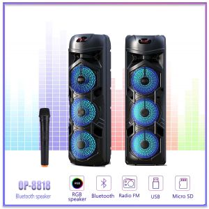 Triple 8.5" Tallest Portable Bluetooth Karaoke Speaker Bass/Treble/EchoFREE 1 Wiless MIC bk-8818