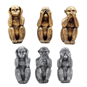 Gold Monkey Sculptures Set of 3 See No Hear No Speak No Evil Figurines for Bookshelves and Bedroom Decoration