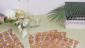 Outus 372 Pcs Sport Iron on Letters 1.5 Inch A-z Heat Transfer Letters Baseball Basketball Soccer Letter Stickers PU Alphabet Iron on Flocking Letters Alphabet for Team Sport T Shirt DIY(Basketball)