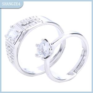 【SHANGZE4】 1 Cặp cặp đôi cổ điển resizeable engagement Ring người đàn ông phụ nữ điều chỉnh Valentine Quà Tặng