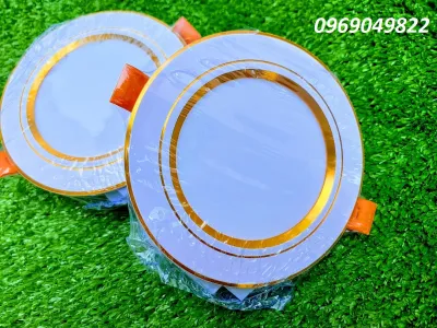 Đèn Led Âm Trần 3 Chế Độ Màu 7W 9W Viền Vàng/Bạc Đế Đúc BH 12 Tháng Đổi Mới
