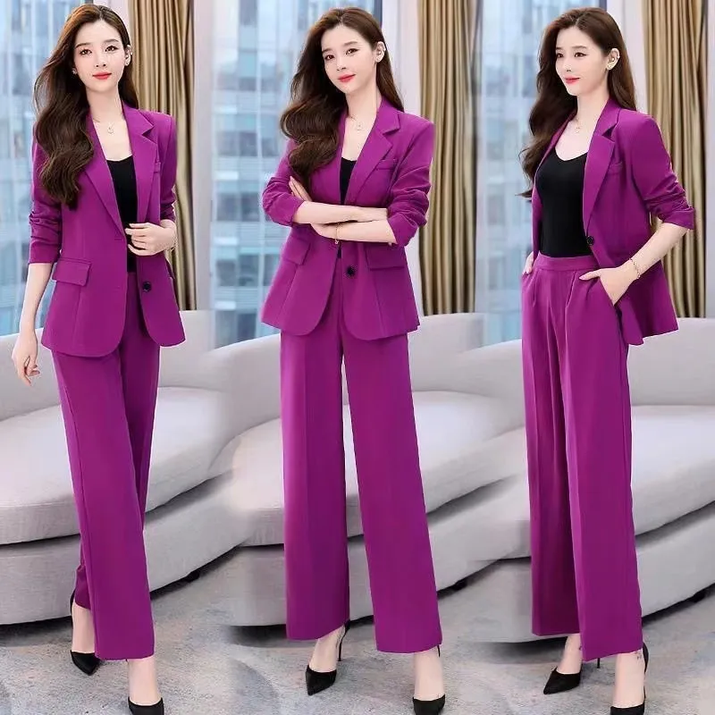 ∋﹍ 2022 new small fragrance Formal suit women suit Korean style suit set women  suit Set wear formal women blazer suit women set pakai office suit women