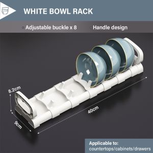 SG【READY STOCK】kitchen organizer plate rack Adjustable Bowl Rack Dish Kitchen Drawer Dish Partition Organizer Plate & Bowl Rack Plate organizer Plate Plate Dish Organizer Kitchen