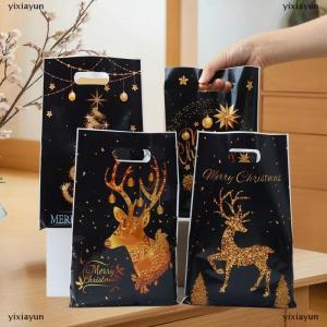 [COD] yixiayun 10 25 50PCS Mixed Golden Elk Christmas Series Party Gift Tote Bag OPP Glitter Gift Bag Candy Bag Plastic Gift Return Bag