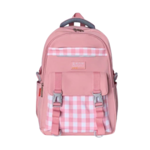 Tas Ransel Anak Perempuan Terbaru Sekolah SD SMP SMA Waterproof Cute Korean Style Motif Kotak Trendy