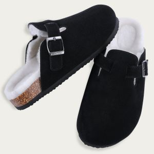 Comwarm Fur Clogs For Women Men Winter Home Cork Mules Fuzzy Slippers Short Plush Potato Shoes Indoor Outdoor Warm zuecos mujer