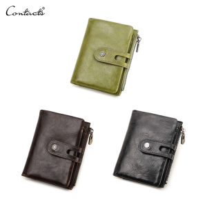 กระเป๋าสตางค์หนังแท้สตรีผู้ถือบัตรสั้นพร้อมเคส Airtag ป้องกันการสูญหายกระเป๋าใส่เหรียญมีซิปกระเป๋าสตางค์แบบมินิสำหรับผู้หญิงกระเป๋าเงิน Rfid