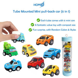 HOMIE Tube Mounted Mini pull-back car (6 in 1)/Random assorted colors and styles per tube Small Cars